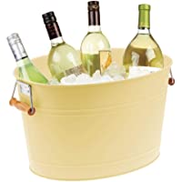 mDesign Champanera Fabricada en Metal – Enfriador de Botellas Decorativo con Asas – Ideal como Cubo para Enfriar Bebidas…